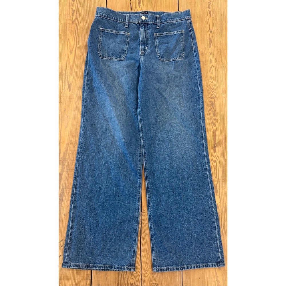 J. Crew Factory Wide Leg Denim Jeans in Medium Blue